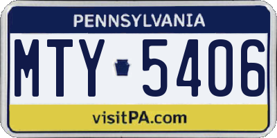 PA license plate MTY5406