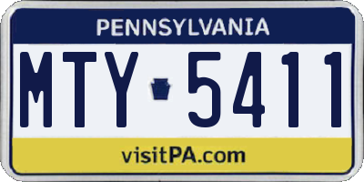 PA license plate MTY5411