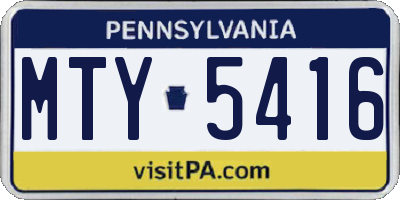 PA license plate MTY5416