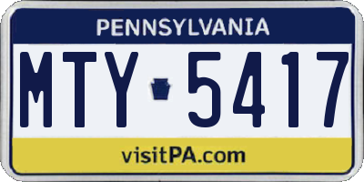PA license plate MTY5417