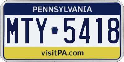 PA license plate MTY5418