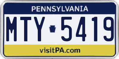 PA license plate MTY5419