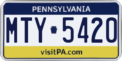 PA license plate MTY5420
