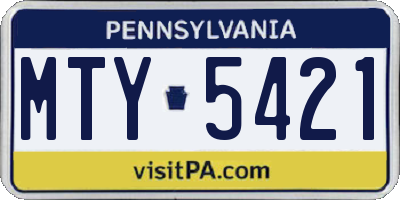 PA license plate MTY5421