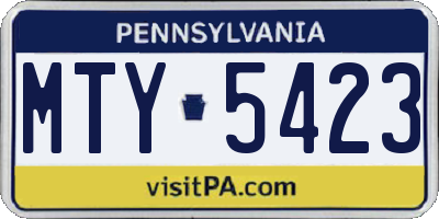 PA license plate MTY5423