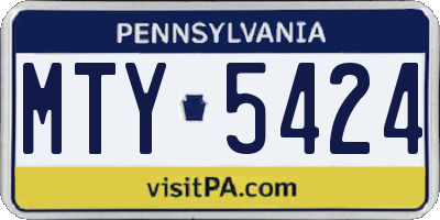 PA license plate MTY5424