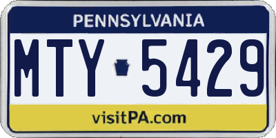 PA license plate MTY5429