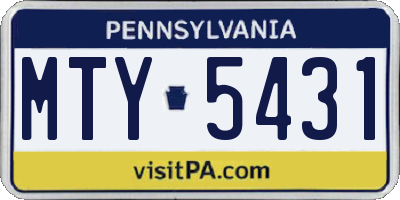 PA license plate MTY5431
