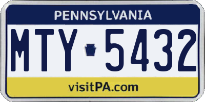 PA license plate MTY5432