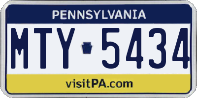 PA license plate MTY5434