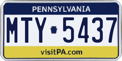 PA license plate MTY5437
