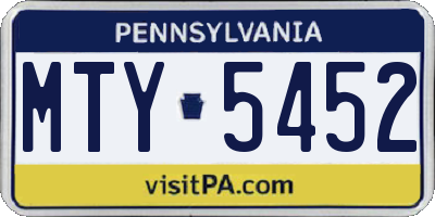 PA license plate MTY5452