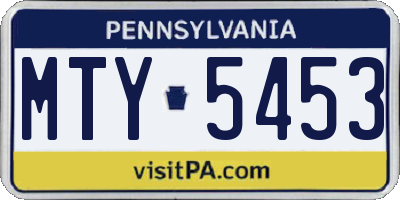 PA license plate MTY5453