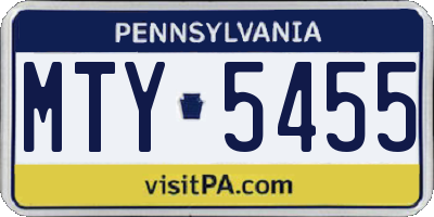 PA license plate MTY5455