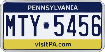 PA license plate MTY5456