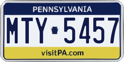 PA license plate MTY5457