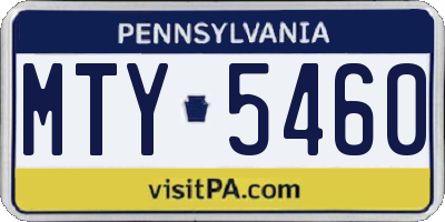PA license plate MTY5460