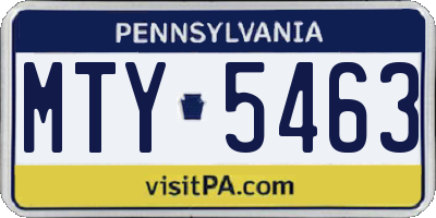PA license plate MTY5463