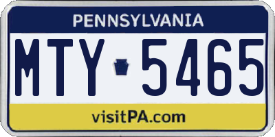 PA license plate MTY5465
