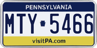 PA license plate MTY5466