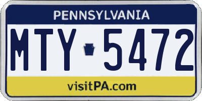 PA license plate MTY5472