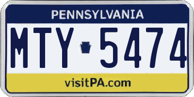 PA license plate MTY5474