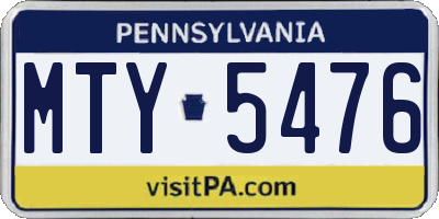 PA license plate MTY5476