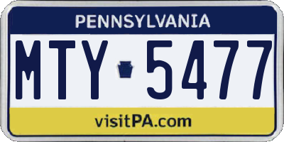 PA license plate MTY5477