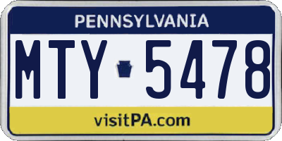 PA license plate MTY5478