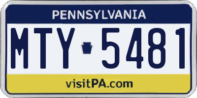 PA license plate MTY5481