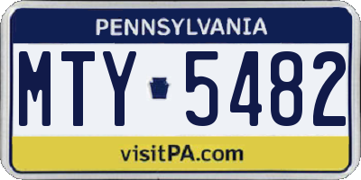 PA license plate MTY5482