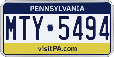 PA license plate MTY5494