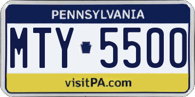 PA license plate MTY5500