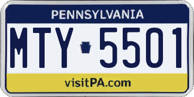 PA license plate MTY5501