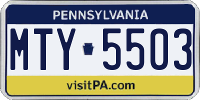 PA license plate MTY5503