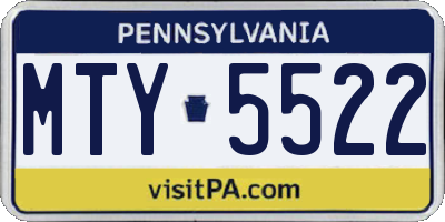 PA license plate MTY5522