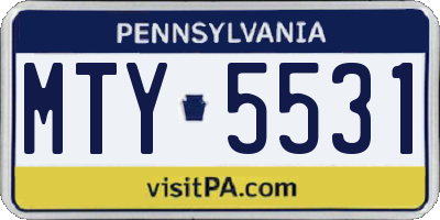 PA license plate MTY5531