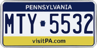 PA license plate MTY5532