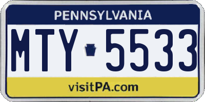 PA license plate MTY5533