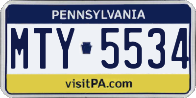 PA license plate MTY5534