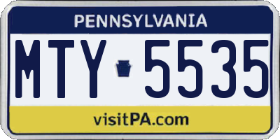 PA license plate MTY5535