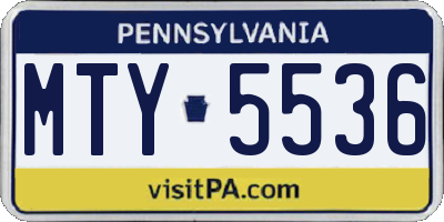 PA license plate MTY5536
