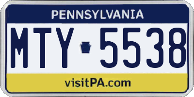 PA license plate MTY5538