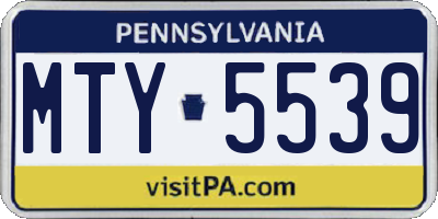 PA license plate MTY5539