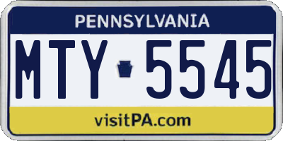 PA license plate MTY5545