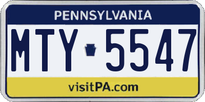 PA license plate MTY5547