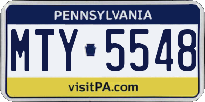 PA license plate MTY5548