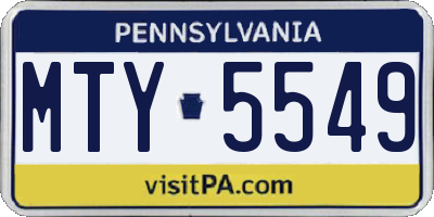 PA license plate MTY5549
