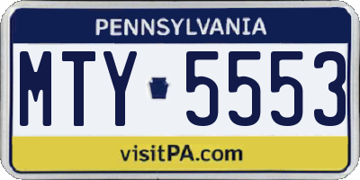 PA license plate MTY5553