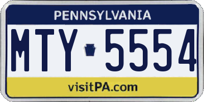 PA license plate MTY5554